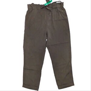 NWT H&M Conscious Olive Green Paper Bag Pants size 12